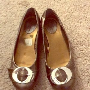 Nice buckle shoes flats copper / gold